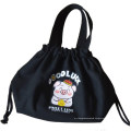 Drawstring Portable Cotton Cute Cartoon Printed Canvas Hand Carry Lunch Bag